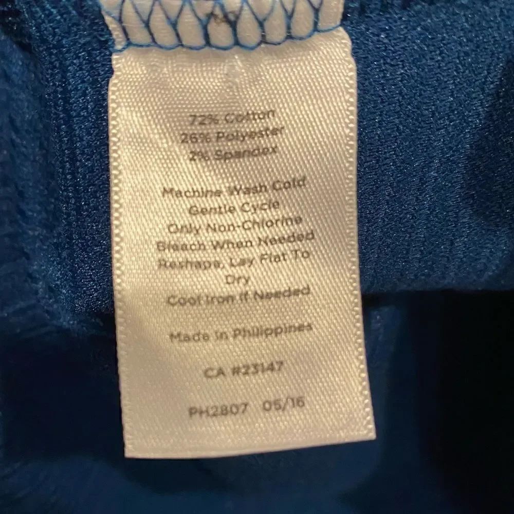 Talbots Teal Textured 3/4 Sleeve Button Back Top Size Small - Picture 5 of 5